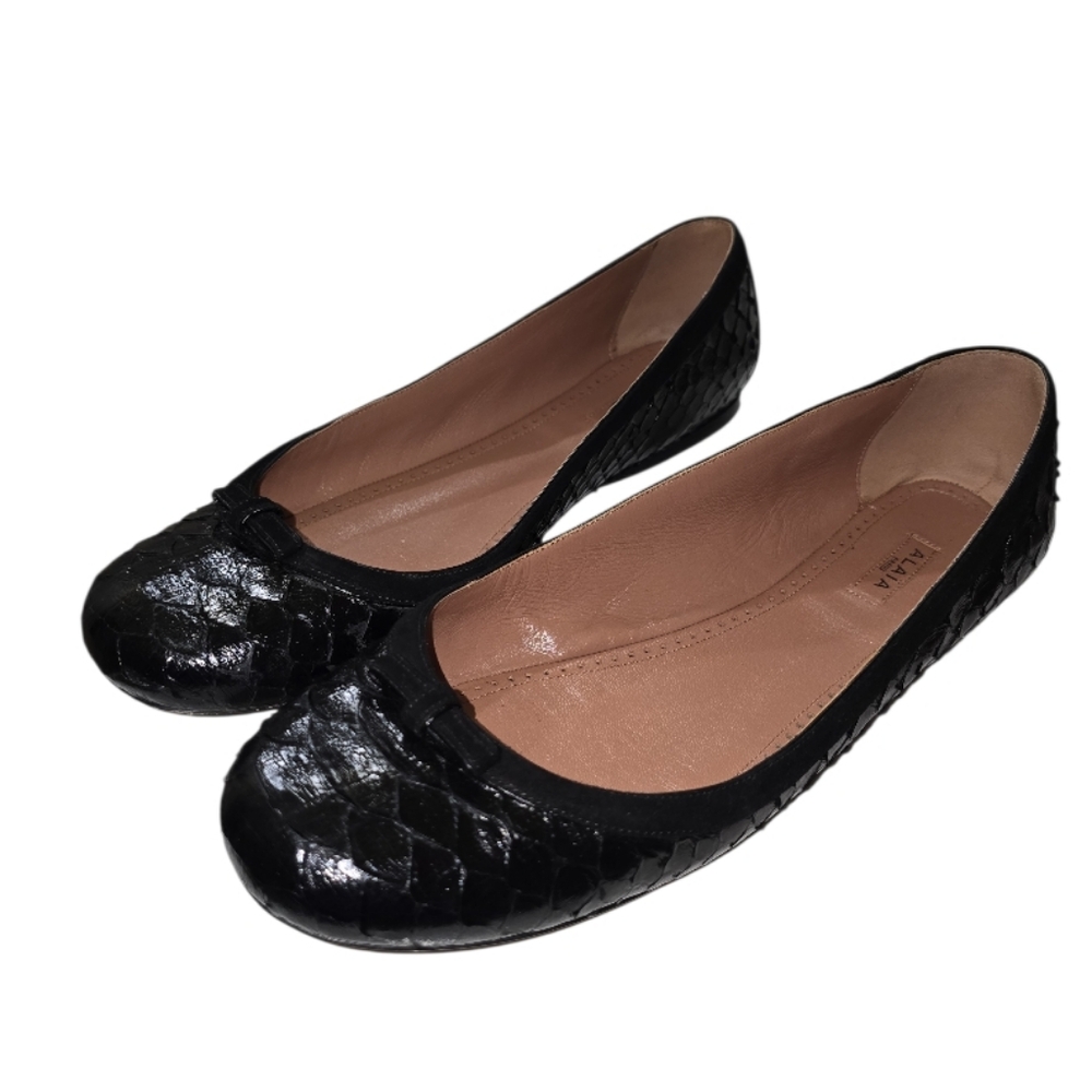 Alaia Paris Black Python Snake Leather Ballet Fla… - image 11